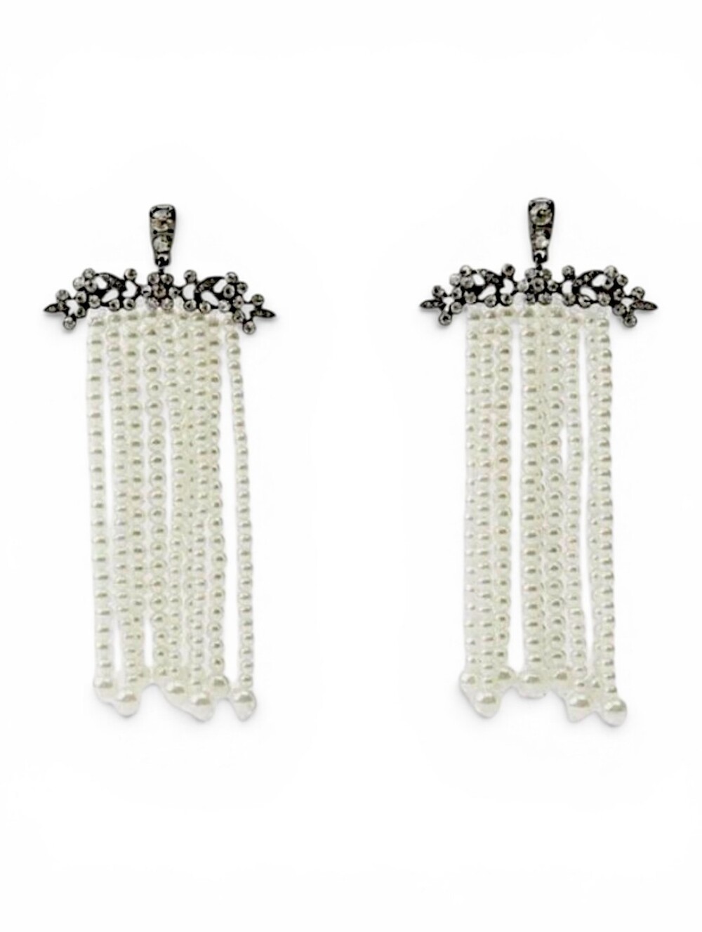 ZARA Rhinestone Pearl Waterfall Earrings